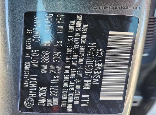 KMHLL4DG5TU174514 2026 HYUNDAI ELANTRA Gray Vista del compartimento del motor