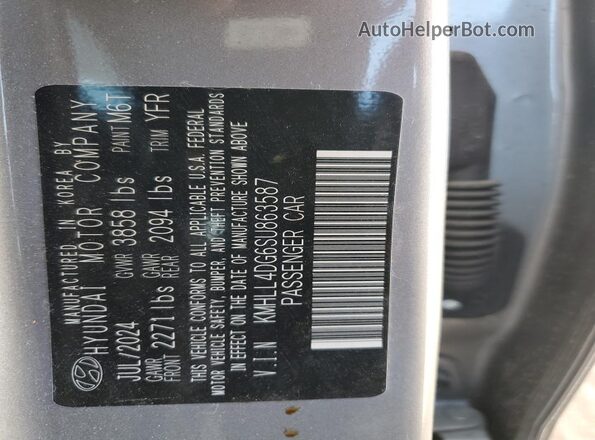 KMHLL4DG6SU863587 2025 HYUNDAI ELANTRA Silver VIN sticker view