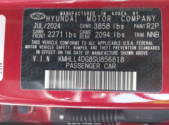 KMHLL4DG8SU856818 2025 HYUNDAI ELANTRA Красный Вид подкапотного пространства