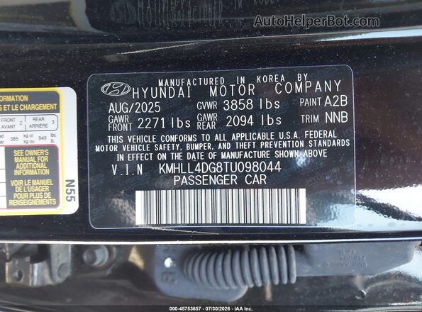 KMHLL4DG8TU098044 2026 HYUNDAI ELANTRA Черный Вид подкапотного пространства