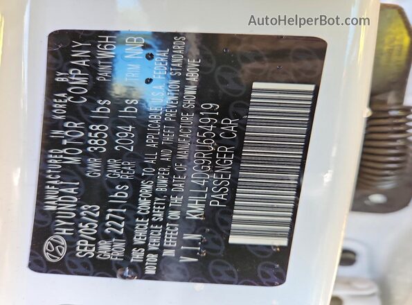 KMHLL4DG9RU654919 2024 HYUNDAI ELANTRA White Widok komory silnika