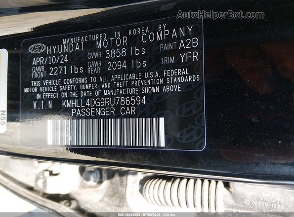 KMHLL4DG9RU786594 2024 HYUNDAI ELANTRA Gray Engine compartment view