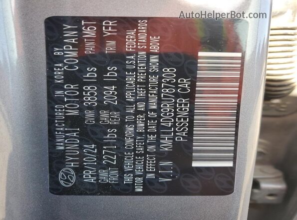 KMHLL4DG9RU787308 2024 HYUNDAI ELANTRA Gray Вид наклейки з VIN-кодом