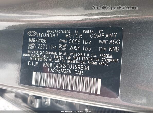 KMHLL4DG9TU199898 2026 HYUNDAI ELANTRA Silver ძრავის განყოფილების ხედი