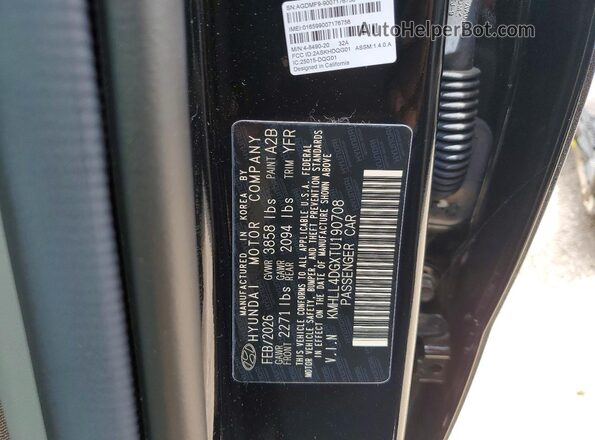 KMHLL4DGXTU190708 2026 HYUNDAI ELANTRA Черный Вид наклейки с VIN-кодом