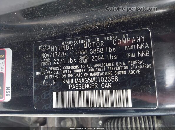 KMHLM4AG5MU102358 2021 HYUNDAI ELANTRA Черный Вид подкапотного пространства