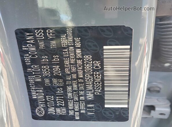KMHLM4AG5PU386238 2023 HYUNDAI ELANTRA Gray Widok komory silnika