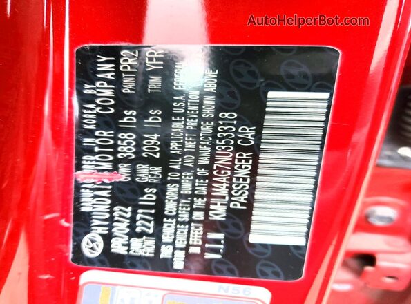 KMHLM4AG7NU353318 2022 HYUNDAI ELANTRA Red Engine compartment view