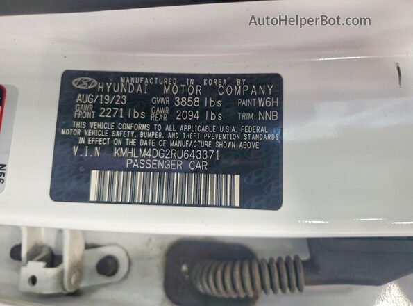 KMHLM4DG2RU643371 2024 HYUNDAI ELANTRA Белый Вид наклейки с VIN-кодом