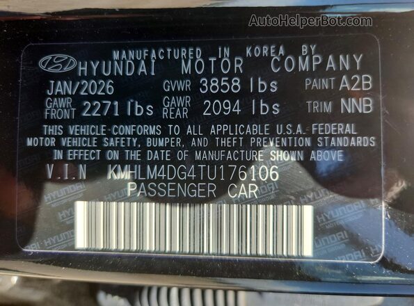 KMHLM4DG4TU176106 2026 HYUNDAI ELANTRA Black ძრავის განყოფილების ხედი