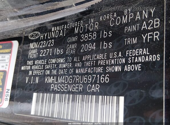 KMHLM4DG7RU697166 2024 HYUNDAI ELANTRA Black Engine compartment view