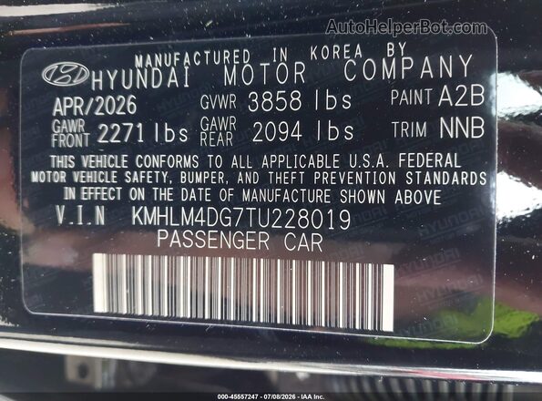KMHLM4DG7TU228019 2026 HYUNDAI ELANTRA Black Widok komory silnika