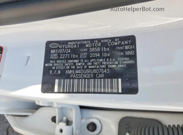 KMHLM4DG8RU807643 2024 HYUNDAI ELANTRA White Вид підкапотного простору