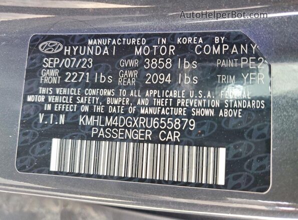 KMHLM4DGXRU655879 2024 HYUNDAI ELANTRA Gray Widok komory silnika