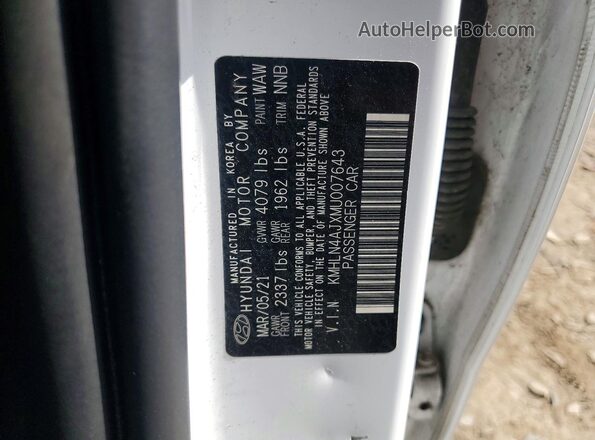 KMHLN4AJXMU007643 2021 HYUNDAI ELANTRA White Engine compartment view