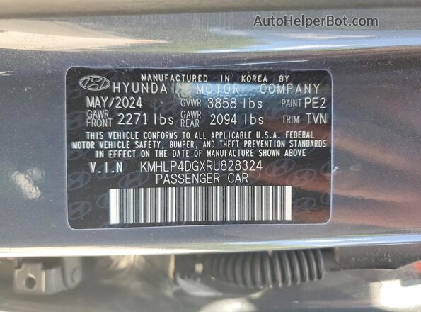 KMHLP4DGXRU828324 2024 HYUNDAI ELANTRA Gray Вид підкапотного простору