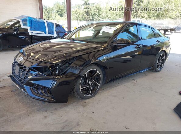 KMHLR4AF2NU238893 2022 HYUNDAI ELANTRA Black წინა მარცხენა ხედი სამი მეოთხედიდან