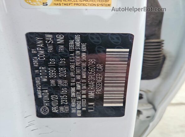 KMHLR4AF3PU560798 2023 HYUNDAI ELANTRA White ძრავის განყოფილების ხედი