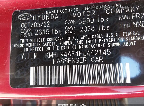 KMHLR4AF4PU442145 2023 HYUNDAI ELANTRA Red Engine compartment view