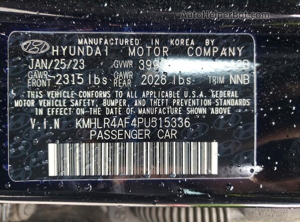 KMHLR4AF4PU515336 2023 HYUNDAI ELANTRA Черный Вид подкапотного пространства