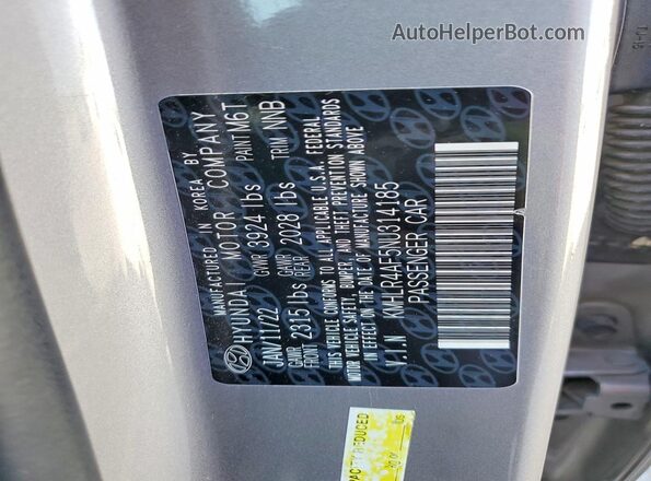 KMHLR4AF5NU314185 2022 HYUNDAI ELANTRA Gray ძრავის განყოფილების ხედი