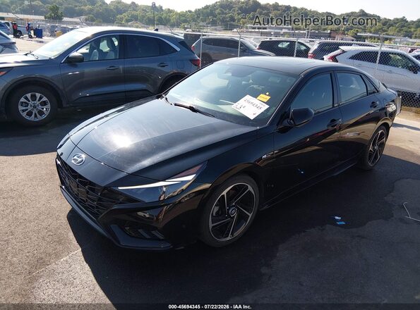 KMHLR4AF8MU105960 2021 HYUNDAI ELANTRA Black წინა მარცხენა ხედი სამი მეოთხედიდან