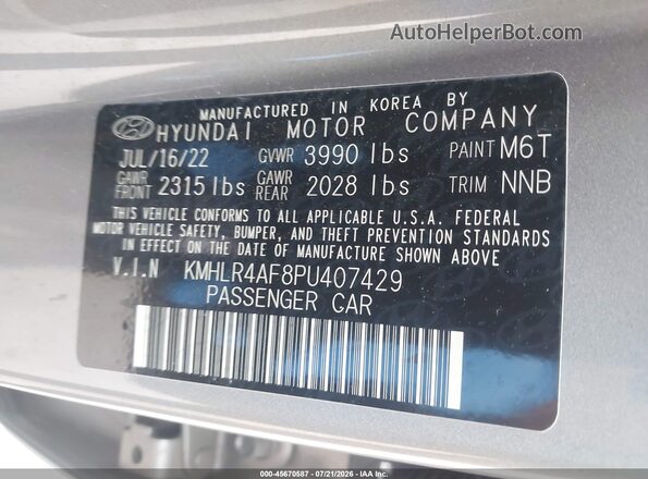 KMHLR4AF8PU407429 2023 HYUNDAI ELANTRA Gray Շարժիչի բաժամունքի տեսք