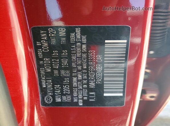 KMHLR4DF6RU813353 2024 HYUNDAI ELANTRA Red Widok komory silnika
