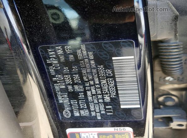 KMHLS4AG0MU199684 2021 HYUNDAI ELANTRA Black Շարժիչի բաժամունքի տեսք