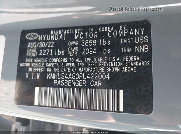 KMHLS4AG0PU422004 2023 HYUNDAI ELANTRA Gray ძრავის განყოფილების ხედი