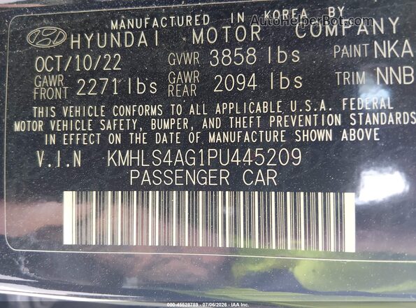 KMHLS4AG1PU445209 2023 HYUNDAI ELANTRA Черный Вид подкапотного пространства