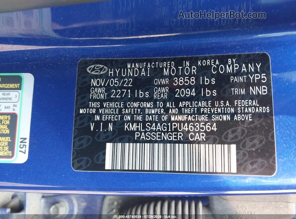 KMHLS4AG1PU463564 2023 HYUNDAI ELANTRA Blue ძრავის განყოფილების ხედი