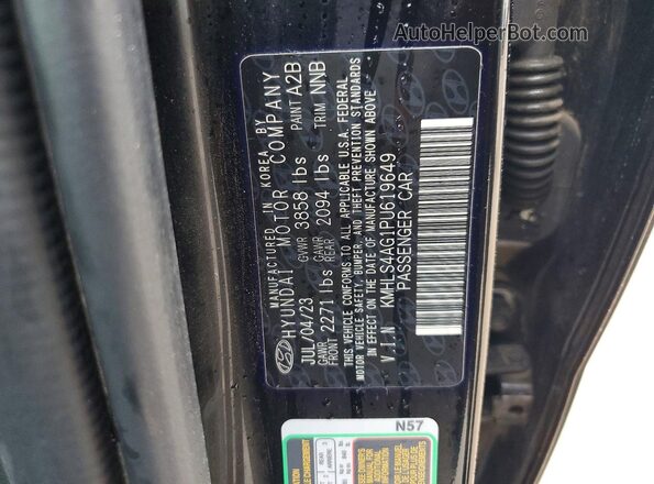 KMHLS4AG1PU619649 2023 HYUNDAI ELANTRA Black ძრავის განყოფილების ხედი
