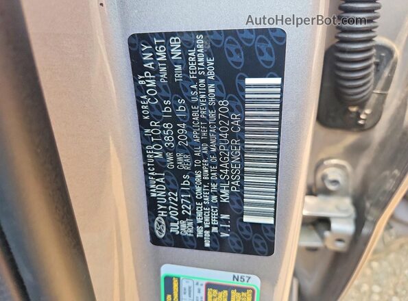 KMHLS4AG2PU402708 2023 HYUNDAI ELANTRA Gray Vista del compartimento del motor