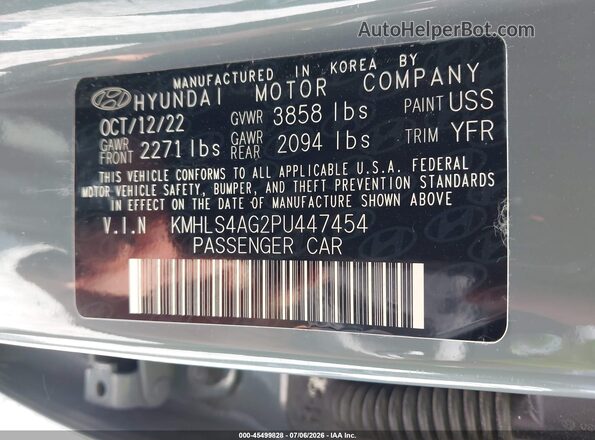 KMHLS4AG2PU447454 2023 HYUNDAI ELANTRA Gray Вид підкапотного простору