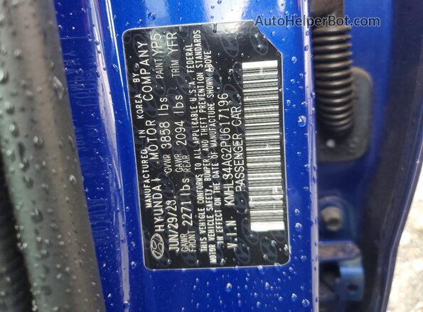 KMHLS4AG2PU617196 2023 HYUNDAI ELANTRA Blue Շարժիչի բաժամունքի տեսք
