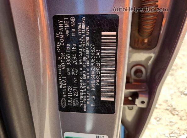 KMHLS4AG2PU624827 2023 HYUNDAI ELANTRA Silver Vista de la etiqueta del VIN