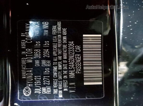 KMHLS4AG3NU233084 2022 HYUNDAI ELANTRA Black Widok komory silnika