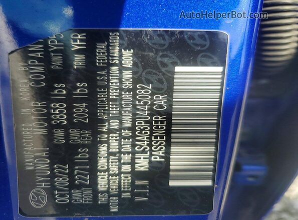 KMHLS4AG3PU445082 2023 HYUNDAI ELANTRA Blue Engine compartment view
