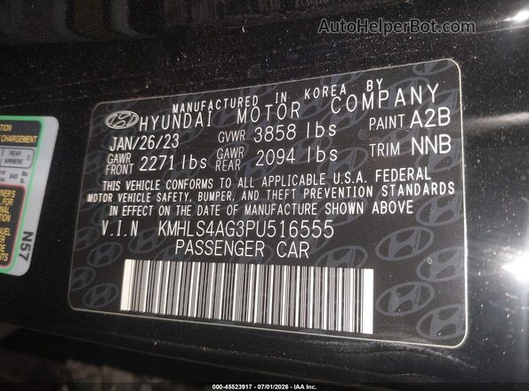 KMHLS4AG3PU516555 2023 HYUNDAI ELANTRA Gray Вид підкапотного простору
