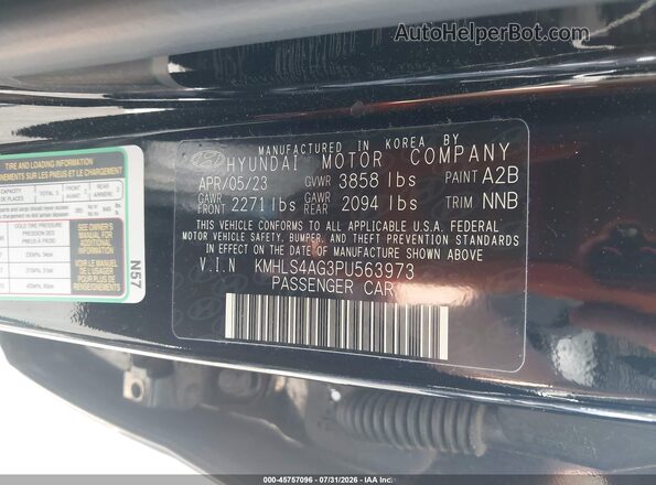 KMHLS4AG3PU563973 2023 HYUNDAI ELANTRA Black Вид підкапотного простору
