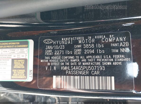 KMHLS4AG5PU507193 2023 HYUNDAI ELANTRA Black ძრავის განყოფილების ხედი