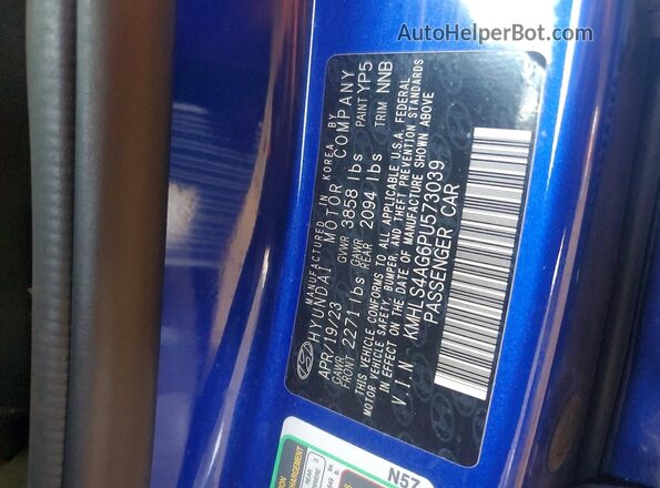 KMHLS4AG6PU573039 2023 HYUNDAI ELANTRA Blue Շարժիչի բաժամունքի տեսք