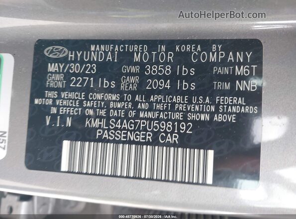 KMHLS4AG7PU598192 2023 HYUNDAI ELANTRA Gray Vista del compartimento del motor