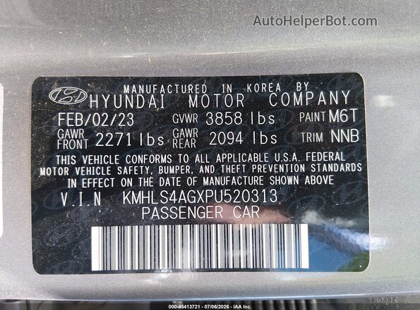 KMHLS4AGXPU520313 2023 HYUNDAI ELANTRA Серый Вид подкапотного пространства