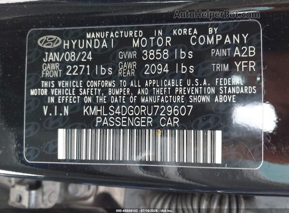 KMHLS4DG0RU729607 2024 HYUNDAI ELANTRA Black Vista del compartimento del motor