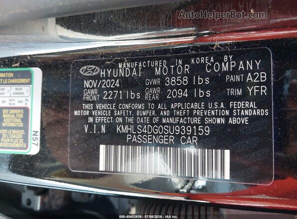 KMHLS4DG0SU939159 2025 HYUNDAI ELANTRA Черный Вид подкапотного пространства