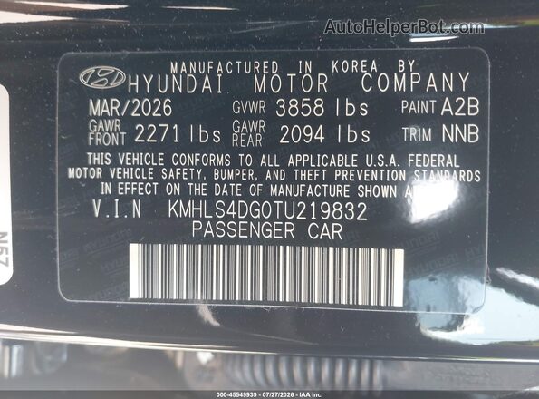 KMHLS4DG0TU219832 2026 HYUNDAI ELANTRA Черный Вид подкапотного пространства