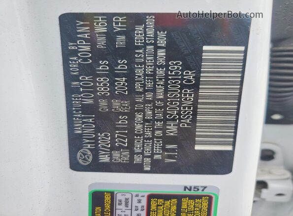 KMHLS4DG1SU031593 2025 HYUNDAI ELANTRA White Engine compartment view