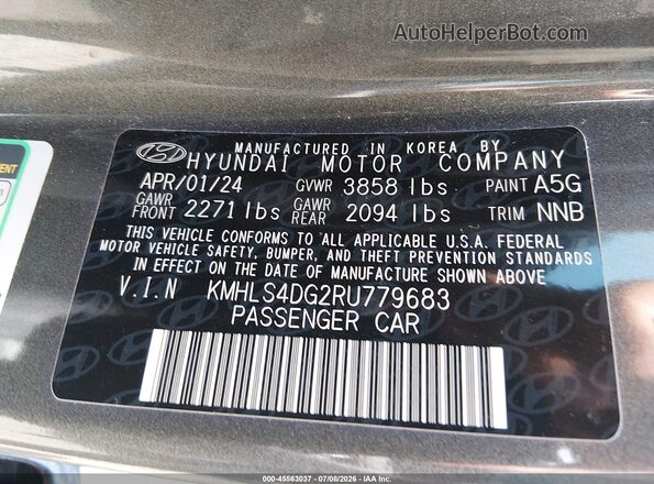 KMHLS4DG2RU779683 2024 HYUNDAI ELANTRA Gray Вид підкапотного простору